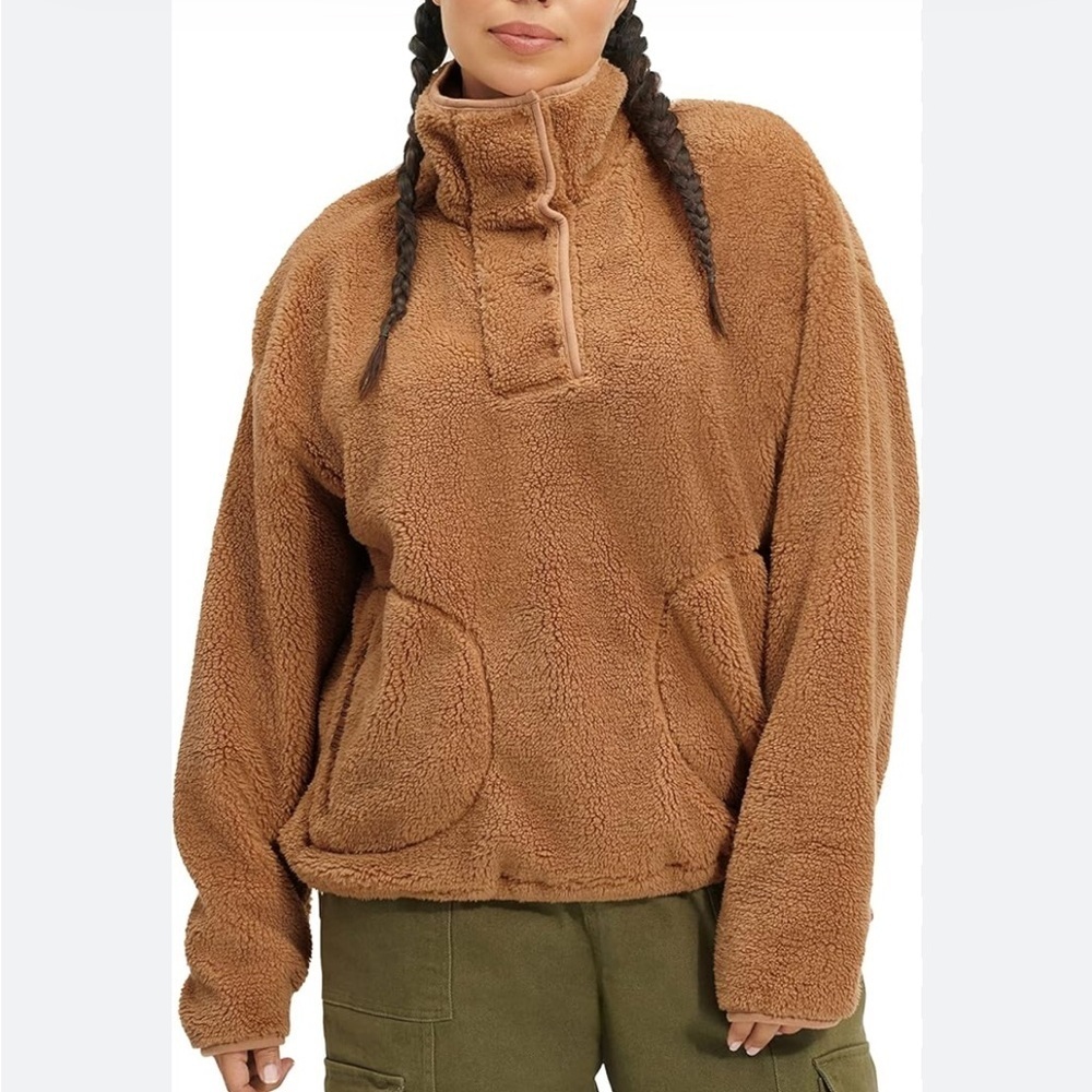 Women’s Ugg Atwell Sherpa Half Snap Coat size M